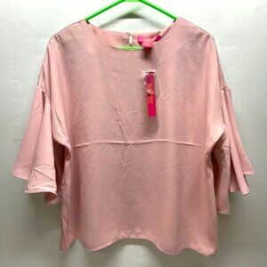 Catherine Malandrino Blouse Women's Small Mauve Pink 3/4 Flutter Sleeve Boho NWT
